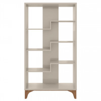 Manhattan Comfort 6LC1 Gowanus Geometric Modern Bookcase with 4 Shelves in Off White